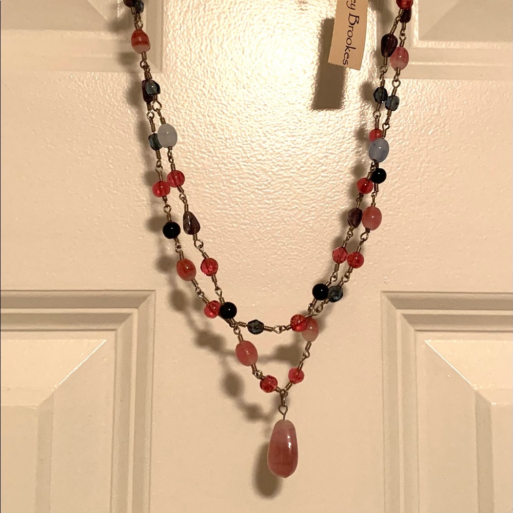 NEW WITH TAGS Double Strand Necklace by Ashley Brookes in tones of pink, purple